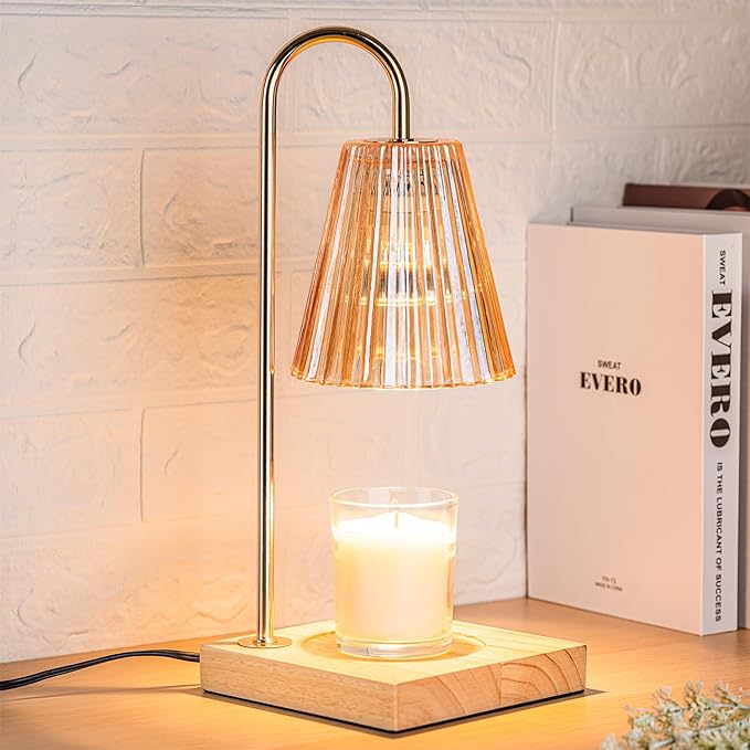 Candle Warmer Lamp with Timer, Vintage Amber Nightstand Candle Warming Lamp for Home Room Decor, Dimmable Wax Warmer for Jar Candles, Wedding Registry Gifts for Women Couples 2025