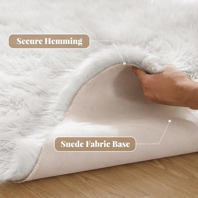 ORINOVA White Fluffy 5x7 Washable Area Rugs - Image 2