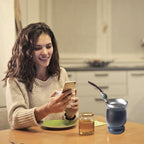Reusable Bombilla Yerba Mate Straw - Stainless Steel Removable Spoon Style Filter with a Beautiful Bead - Metal Straw for Drinking Loose Leaf Tea - Includes Cleaning Brush(Light Grey)