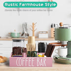 ALELION Pink Coffee Station Organizer for Countertop - 7 Compartments Coffee Bar Accessories and Organizer with Removable Dividers - for Pink Kitchen Coffee Bar Decor