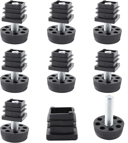 8Pcs Adjustable Leveling Feet, Square Insert Kit, Furniture Glide Leveler by Unknown