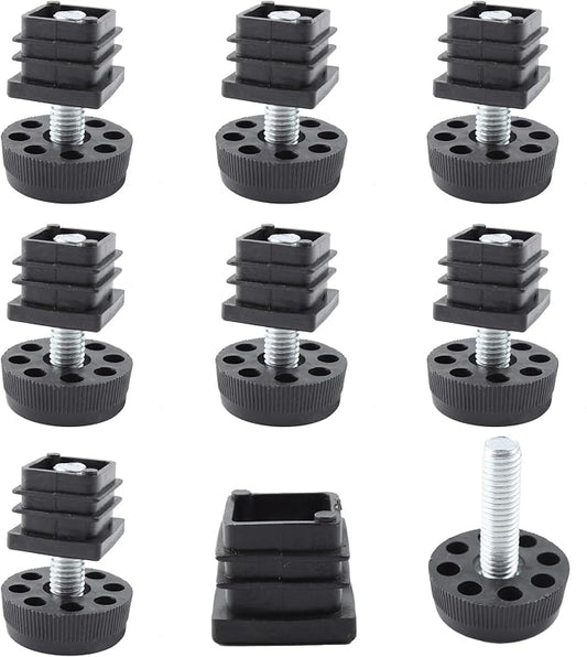 8Pcs Adjustable Leveling Feet, Square Insert Kit, Furniture Glide Leveler by Unknown