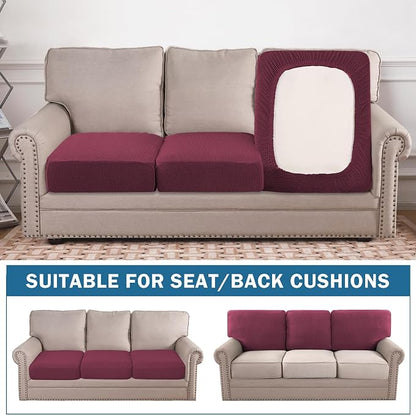 Water Repellent Couch Cushion Cover 3 Pieces Sofa Seat Cushion Covers, Stretch - Image 4