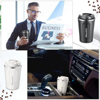 Sieral 4 Pcs 13 oz Travel Coffee Mug Insulated Reusable Coffee Cups with Leakproof Lid Stainless Steel Portable Tumbler for Keep Hot or Ice Milk Tea(Black, White, Navy Blue, Green)