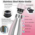 Insulated Water Bottle,2 Pack-17oz Stainless Steel Water Bottles with straw lid,Metal Sports Water Bottles for Boys,Girls,Double Wall Vacuum BPA-Free Flask for Sports (Sunset & Sea)