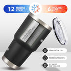 30 oz Tumbler with Lid Stainless Steel Tumblers Vacuum Insulated Cup Reusable Powder Coated Travel Mug Double Wall Leak Proof Portable Cups Keep Cold Drinks for 12 Hours, Black, 1 Pack