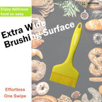 Widened Silicone Pastry Basting Brush 2 Pcs, One-Piece Design, W/3.5", Heat Resistant Kitchen Brush for Baking, Grilling, Saucing Oil, BBQ Sauce, Marinade etc, Dishwasher Safe,Yellow&Green