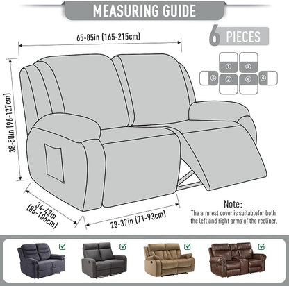 TAOCOCO Recliner Loveseat Slipcover, 6 Pieces Dual Recliner Sofa Covers - Image 4