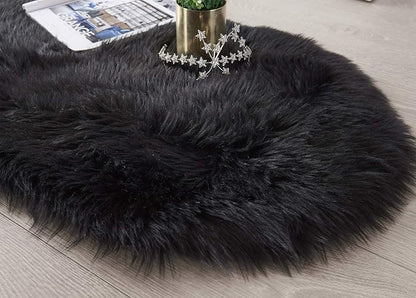 SERISSA 2x6 Fluffy Black Faux Fur Area Rug - Image 5