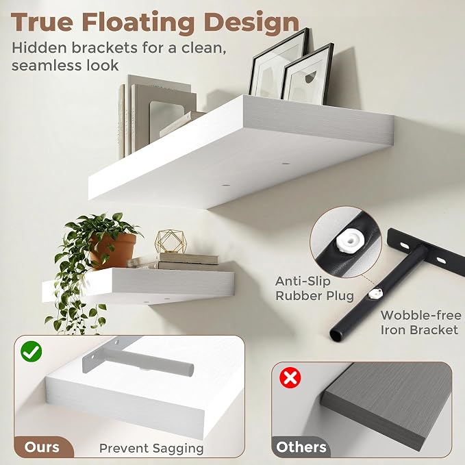12 inch Deep Floating Shelves for Wall, 55 inch Wide Engineered Wood Wall - Image 4