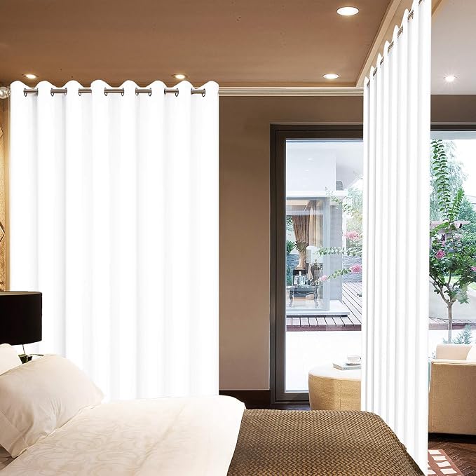 Yakamok Pure White Room Darkening Curtains 96 inch Sliding Door Drapes | 1 - Image 2