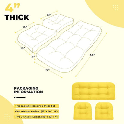 DANGHOOGY Wicker Chair Cushions, Waterproof Outdoor Loveseat Cushions - Image 2