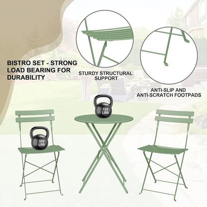 GarveeLife Outdoor Metal Bistro Set, 3-Piece Patio Furniture Set - Image 3