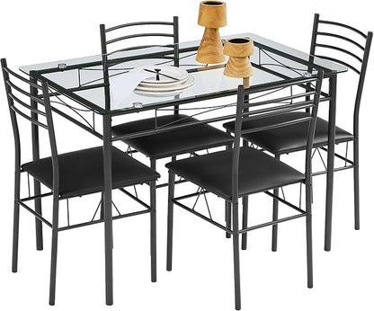 VECELO Dining Table Set for 4, 5-Piece Glass Kitchen Table - Image 7