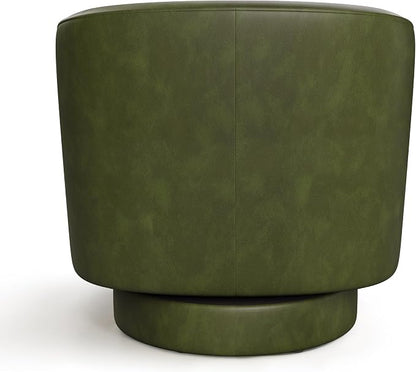 Swivel Barrel Accent Chairs Set of 2, Round Faux Leather Living Room Arm Chairs - Image 7