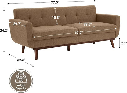 Kingfun 77.2" W Loveseat Sofa, Mid Century Modern Decor Love Seat Couches - Image 2