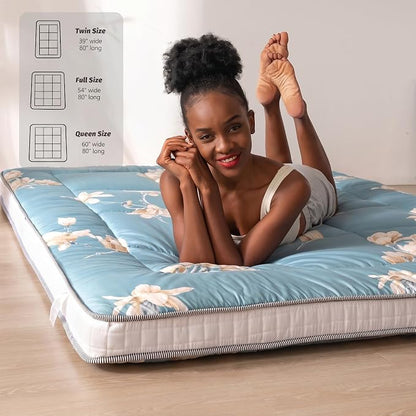 MAXYOYO Floral Printed Futon Mattress, Japanese Floor Mattress Quilted Bed - Image 5