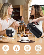 2 PCS Thermal Coffee Carafe 70 oz - 36 Hour Hot Stainless Steel Carafes for Hot Liquids-Insulated Coffee Carafes For Keeping Hot/Cold Coffee, Tea, Water, Drink Dispenser for Parties(Black/Black)