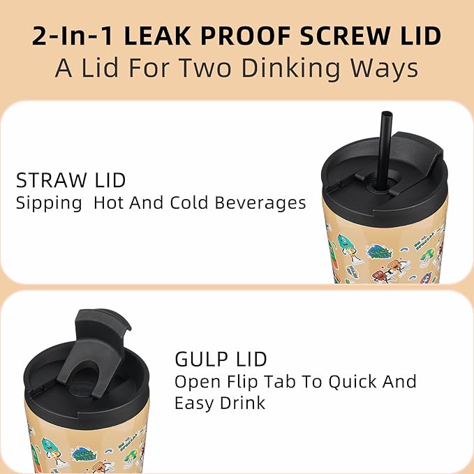 BJPKPK 34oz Skinny Tumbler With lid And Straw Stainless Steel Travel Coffee Mug Insulated Tumblers Cups,Spring Party Brown