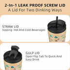 BJPKPK 34oz Skinny Tumbler With lid And Straw Stainless Steel Travel Coffee Mug Insulated Tumblers Cups,Spring Party Brown