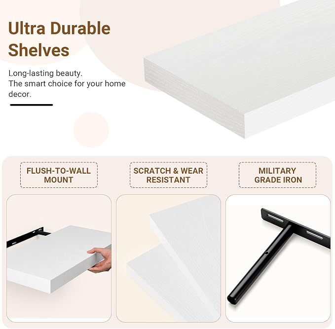 24 Inch Floating Shelves, 12 Inch Deep Floating Shelves - Image 4