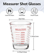 Shot Glasses Measuring Cup Set 4PACK Espresso Shot Glasses Liquid Heavy Glass 26-Incremental Measurement 1 OZ, 2 TBS, 6 TSP, 30 ML Kitchen Tools (RED&Black)