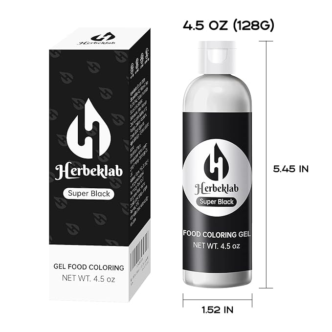 Black Food Coloring Gel 4.5 oz Professional Grade Super Black Food Dye Concentrated Gel Food Coloring for Icing Baking Cake Decorating Fondant Cookie