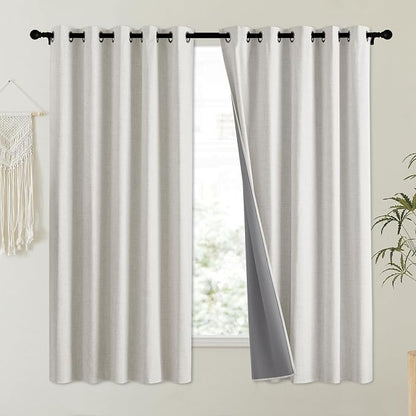 NICETOWN Snowbound Vintage Linen 100% Blackout Curtains - Image 2