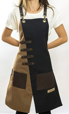 Apron for Women and Men Waterproof Canvas Extra Pocket for Chef Barista Gardening BBQ Grilling Crossback Unisex