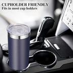 VEGOND Stainless Steel Skinny Tumbler, 20 oz Vacuum Insulated Tumbler with Lid and Straw, Double Wall Coffee Cup, Travel Mug for Cold Hot Drinks, Navy Blue 1 Pack