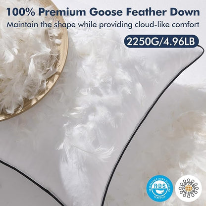 MIULEE Goose Feather Down 28x28 Euro Pillow Insert Set of 2 - Image 2