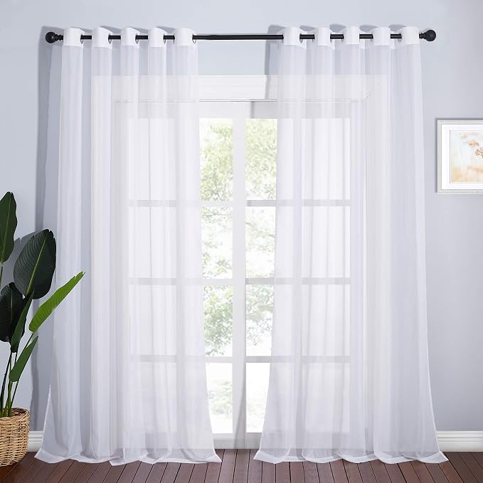 NICETOWN Sheer White Curtains 96 inches Length by NICETOWN