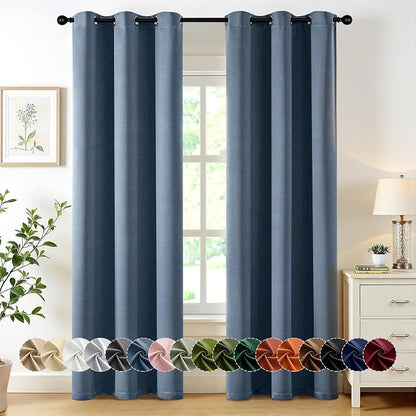 MIULEE Blackout Curtains for Bedroom 2 Panels 40 x 80 Inch Long Stone Blue | by MIULEE
