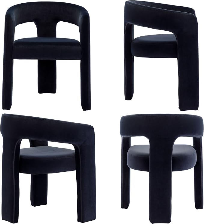 BESTANO Set of 6 Modern Velvet Fabric Upholstered Dining Chairs - Image 7