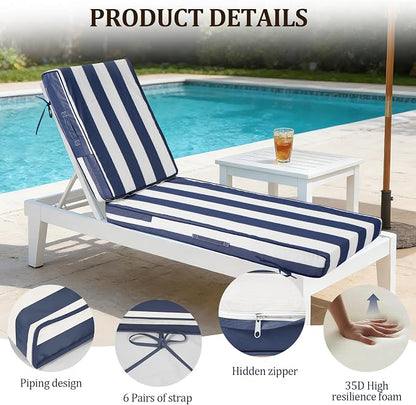80x26x4in Lounge Cushions for Outdoor Furniture, Outdoor Lounge Chair Cushions - Image 6