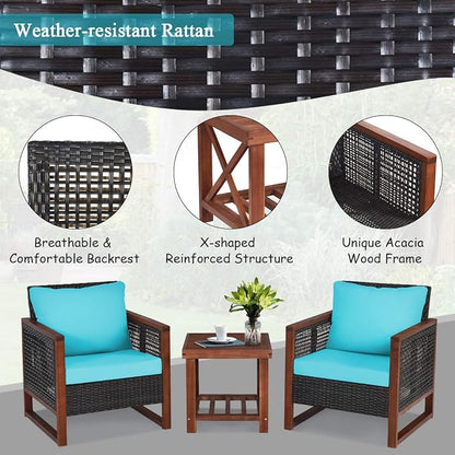Tangkula 3 Pieces Patio Wicker Furniture Set, Rattan Outdoor Sofa Set - Image 7
