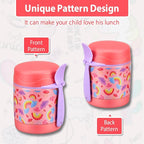 10oz Soup Thermo for Hot Food Kids,Lunch Thermo Kids Food Jar with Spoon Hot Insulated Food Containers,Leak Proof Stainless Steel Wide Mouth Lunch Food Thermo Jar for School(Pink-Rainbow)