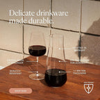 Fable Premium Wine Set - Includes 4 Crystal Wine Glasses and 1 Durable Glass Carafe - Dishwasher Safe Crystalware Bundle with Matching Carafe, Clear