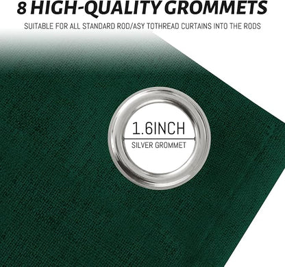 Yakamok Dark Green Linen Textured Curtains 96 Inches Long - Image 4