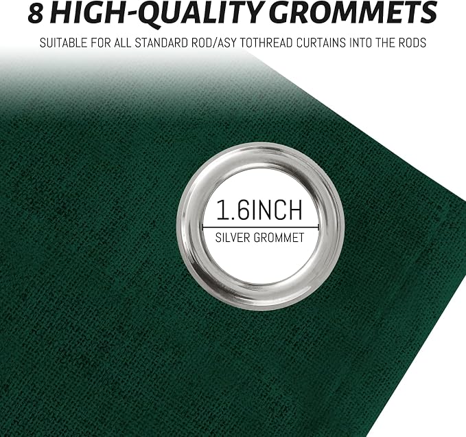 Yakamok Dark Green Linen Textured Curtains 84 Inches Long - Image 4