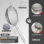 Walfos 4.7 Inch Fine Mesh Strainer, Premium Stainless Steel Colanders and Sifters, with Reinforced Frame and Sturdy Handle, Perfect for Sift, Strain, Drain and Rinse Vegetables, Pastas and Tea
