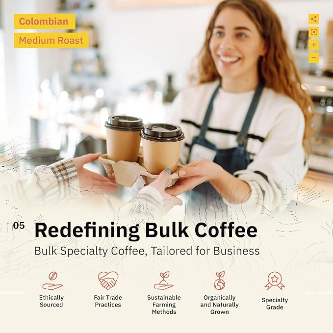 Colombian Medellín Coffee Beans - Single Origin Medium Roast Coffee Beans, Freshly Roasted To Order Organic Whole Bean Coffee, Specialty Grade, Fair Trade and Non-GMO, Chocolate & Berry Notes - 5LB