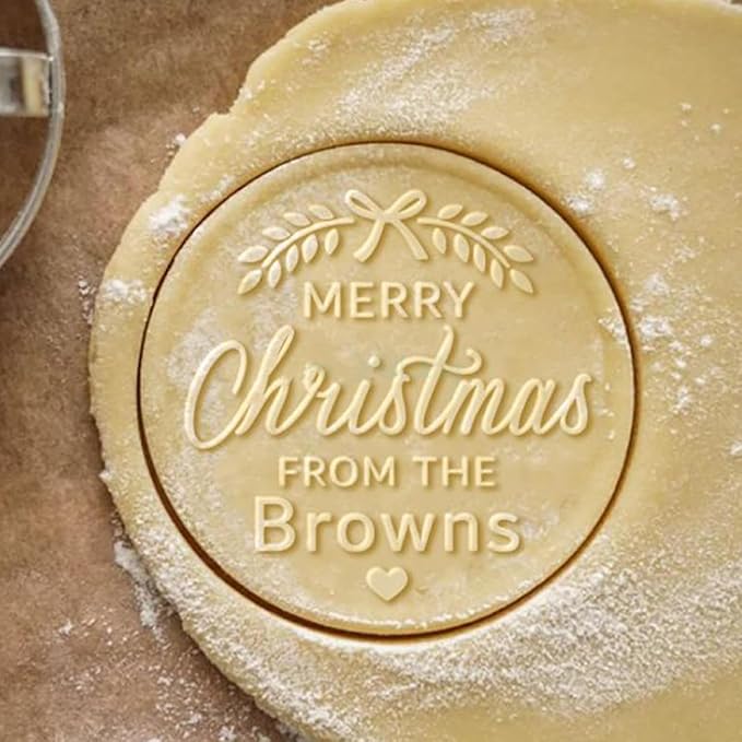 2025 Personalized Christmas Cookie Stamp Unique 3D Embossed Design Fun Tool for Baking Art (C)