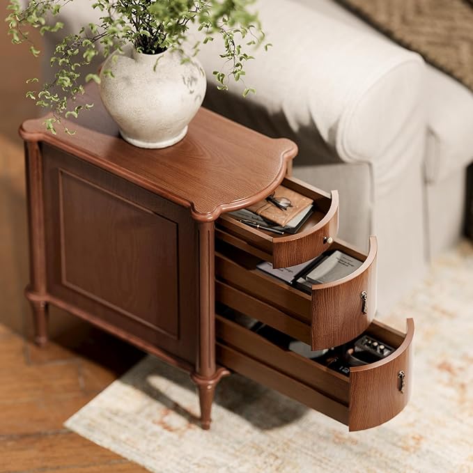 STO'SENSE Nightstand Set of 2 w/Charging Station & 3 Drawers, Pre-Assembled - Image 4