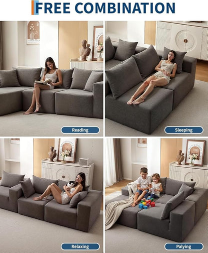 GarveeTech Corduroy Modular L Shape Sofa, Cloud Feel Compressed Sectional Couch - Image 3