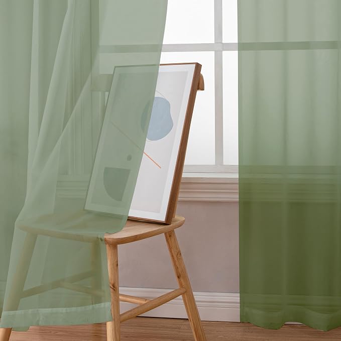 Simplebrand Sheer Curtains 72 Inches Long 2 Panels - Image 2