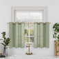 Short Linen Window Curtains 30 inches Long 2 Panels, Sage Green Semi Sheer by LAMIT