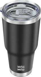 WETOWETO 30oz Tumbler, Stainless Steel Vacuum Insulated Water Coffee Tumbler Cup, Double Wall Powder Coated Spill-Proof Travel Mug Thermal Cup for Home Outdoor (Black, 1 Pack)
