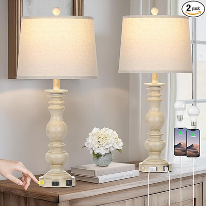 Cinkeda 28" Farmhouse Table Lamps Set of 2 by Cinkeda