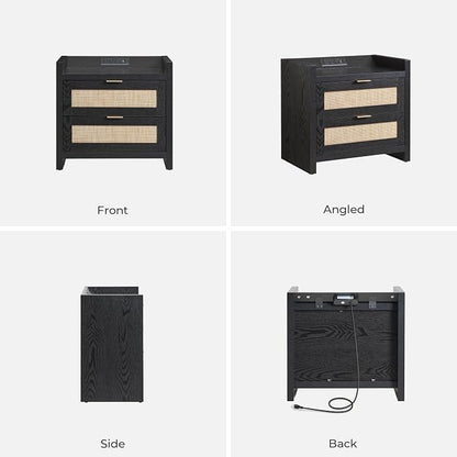 SICOTAS Black Nightstands Set of 2 Bed Side Table - Image 9